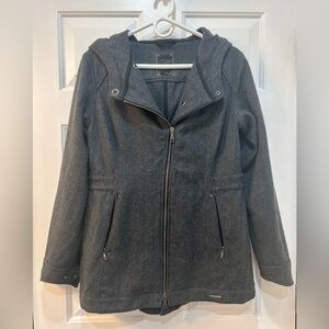 SmartWool Full Zip Merino Wool Hooded Jacket Women Sz M Hooded Pea Coat Casual